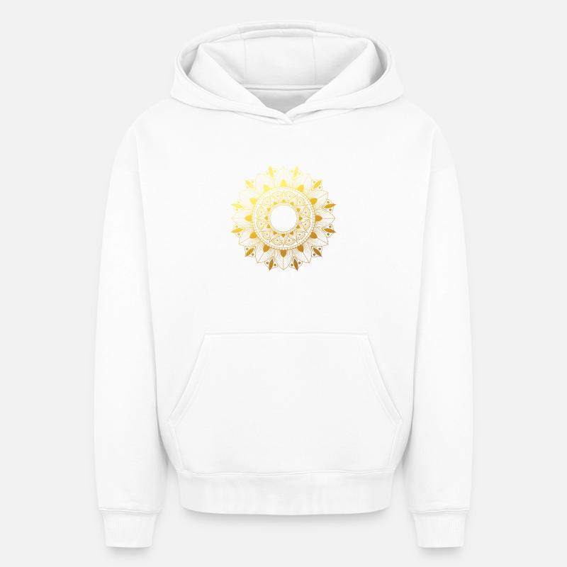 Mandala doré - Sweat à capuche unisexe oversize épais SPREAD - blanc