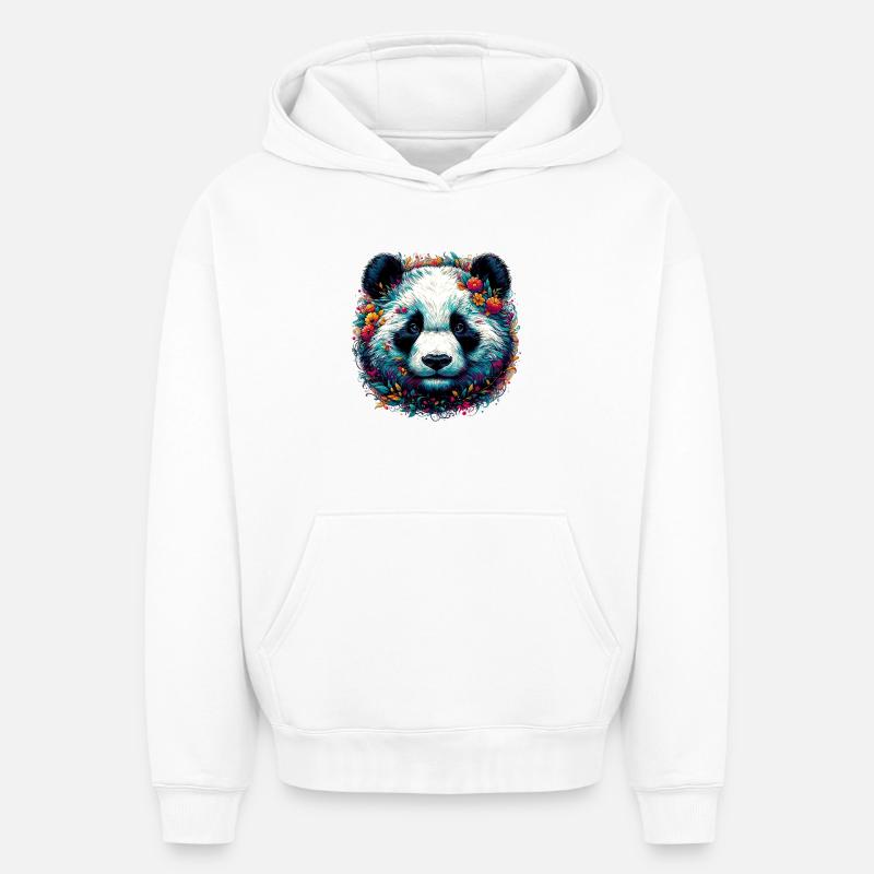 Panda - Sweat à capuche unisexe oversize épais SPREAD - blanc