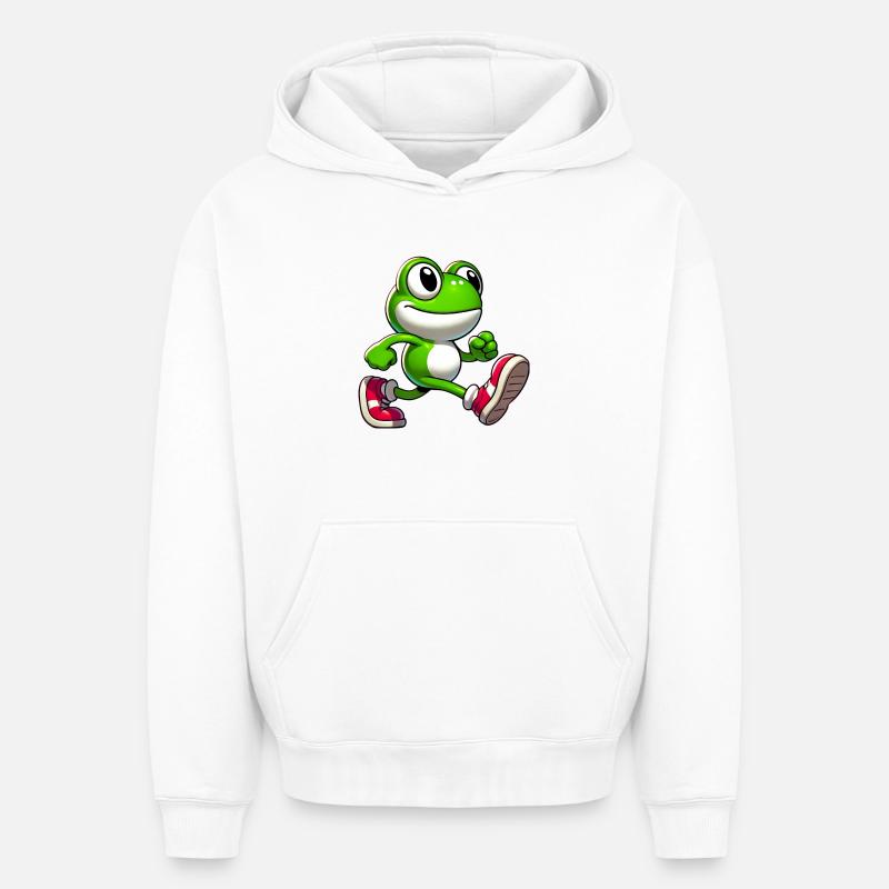 Grenouille - Sweat à capuche unisexe oversize épais SPREAD - blanc