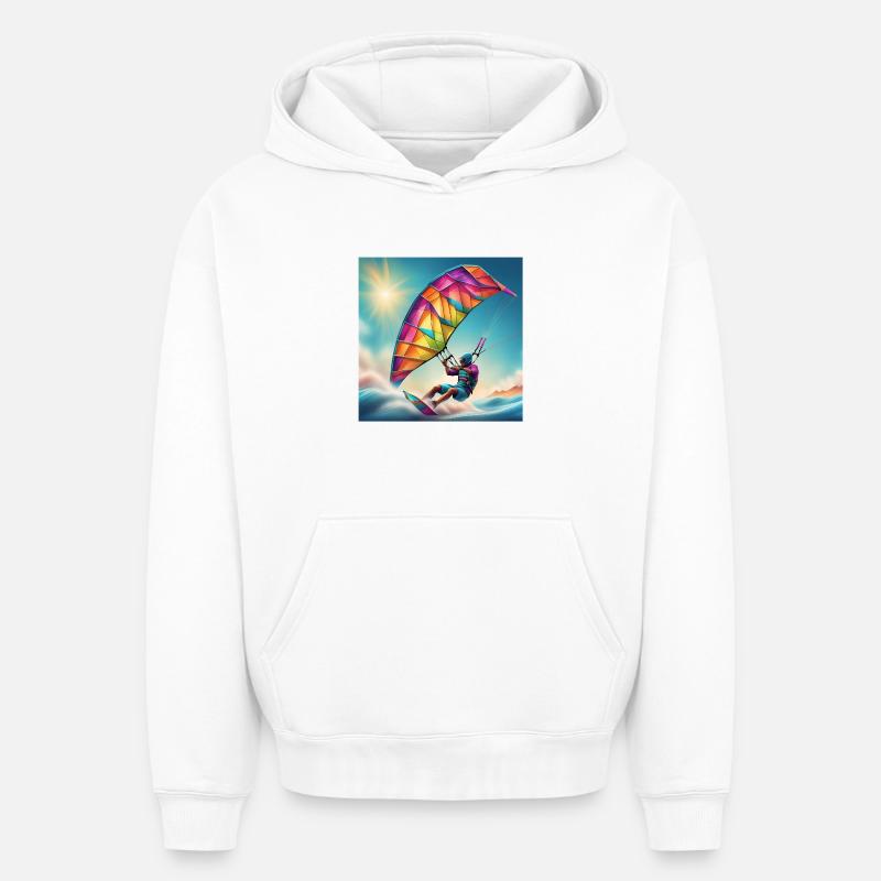 kitesurf, kite, fan de glisse - Sweat à capuche unisexe oversize épais SPREAD - blanc