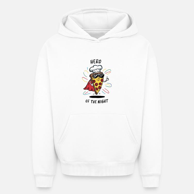 Restes de Pizza Hero - Sweat à capuche unisexe oversize épais SPREAD - blanc