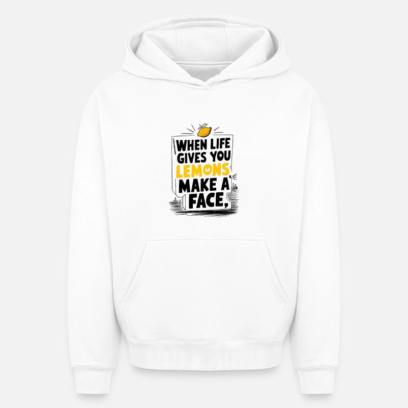 Faites un visage - Sweat à capuche unisexe oversize épais SPREAD - blanc