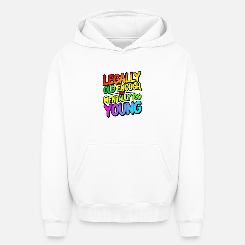 Âge légal - Sweat à capuche unisexe oversize épais SPREAD - blanc