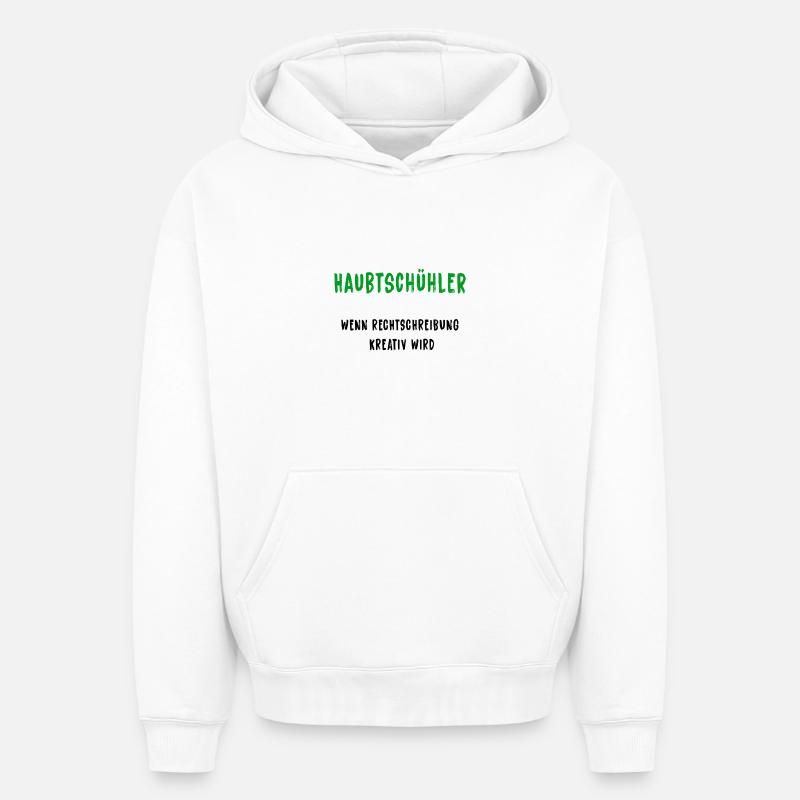 Haubtschühler – Orthographe créative - Sweat à capuche unisexe oversize épais SPREAD - blanc