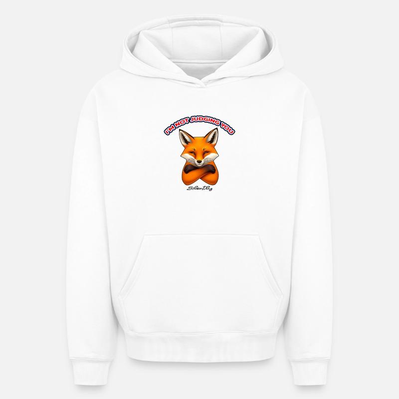 Clever Fox – Vous juger en silence - Sweat à capuche unisexe oversize épais SPREAD - blanc