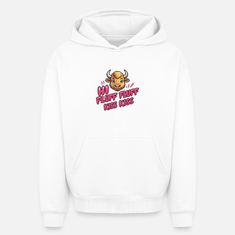 Bison - Sweat à capuche unisexe oversize épais SPREAD - blanc