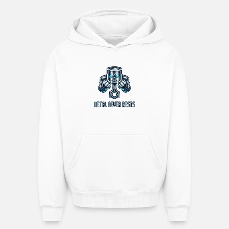Conception de puissance du piston - Sweat à capuche unisexe oversize épais SPREAD - blanc