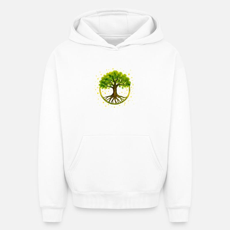 Arbre - Sweat à capuche unisexe oversize épais SPREAD - blanc