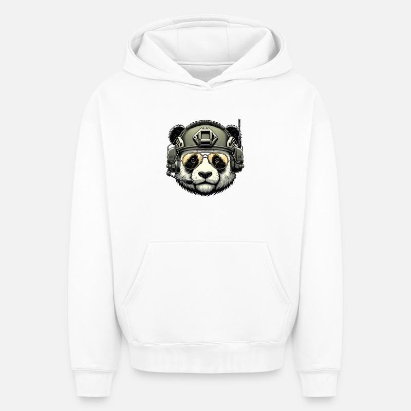Panda Militär Armee Design - Oversized Heavyweight Unisex Hoodie - Weiß