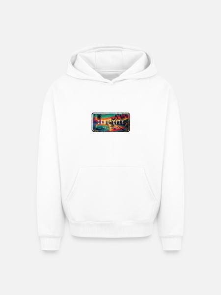 Cebu City – Tropical Retro Sign - Oversized Heavyweight Unisex Hoodie - white