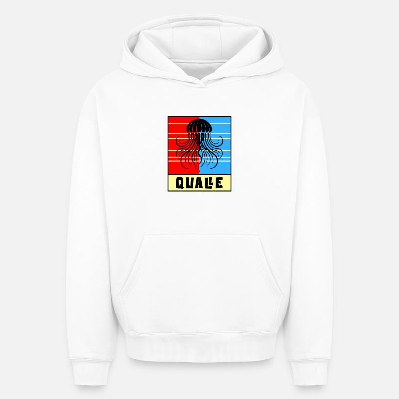 Méduse – Design rétro - Sweat à capuche unisexe oversize épais SPREAD - blanc