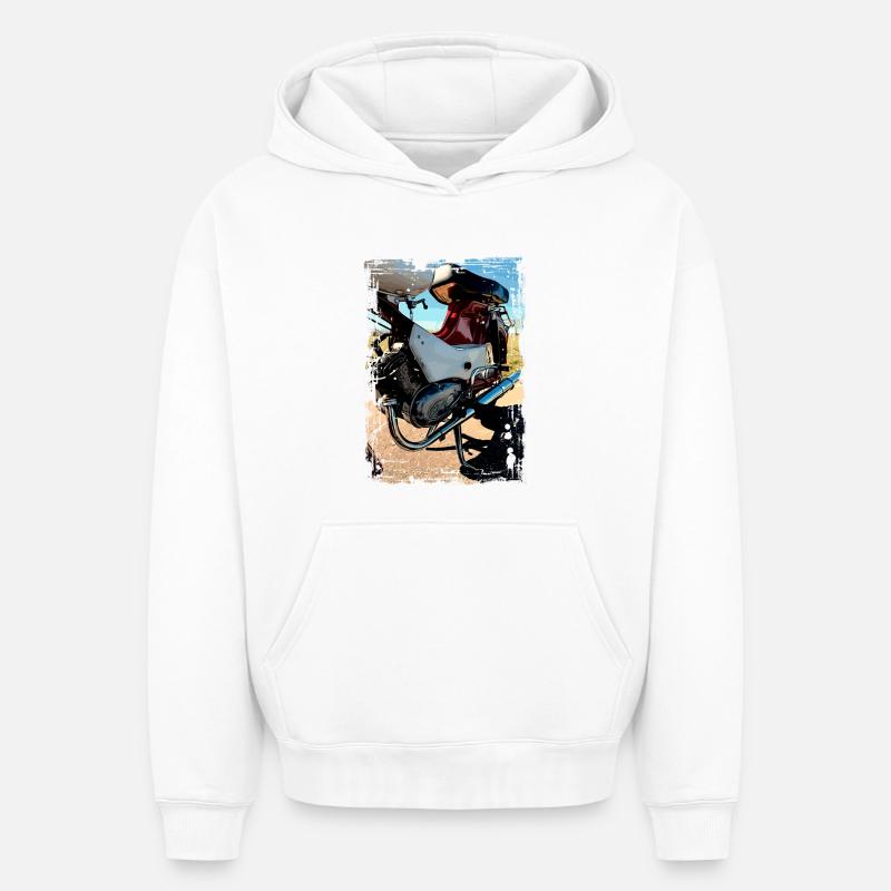 Étourneau - Sweat à capuche unisexe oversize épais SPREAD - blanc