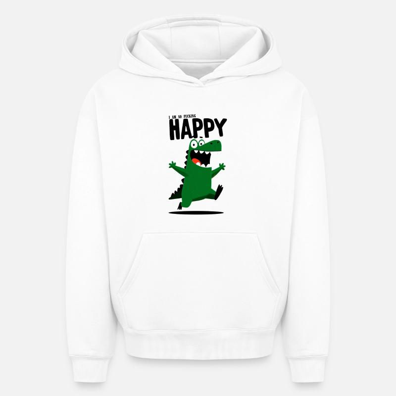 Croco heureux - Sweat à capuche unisexe oversize épais SPREAD - blanc