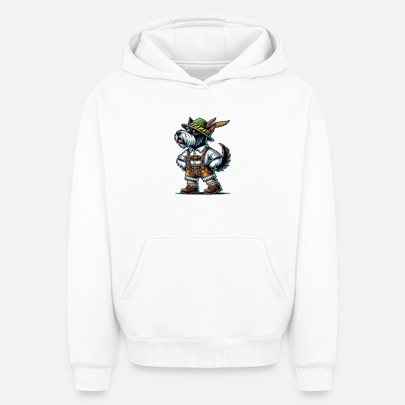 Terrier écossais de Bavière - Sweat à capuche unisexe oversize épais SPREAD - blanc