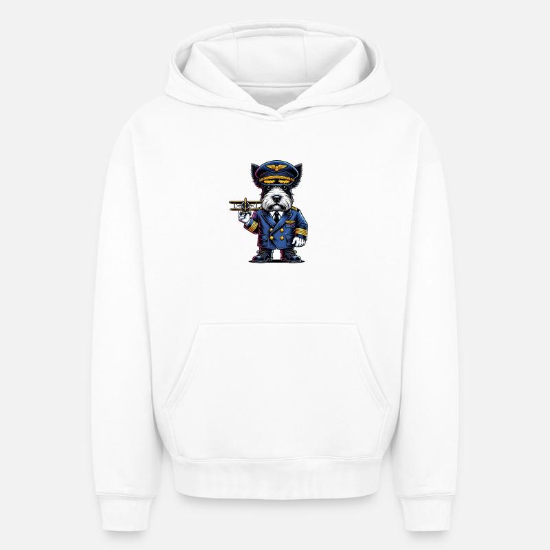 Terrier écossais pilote - Sweat à capuche unisexe oversize épais SPREAD - blanc