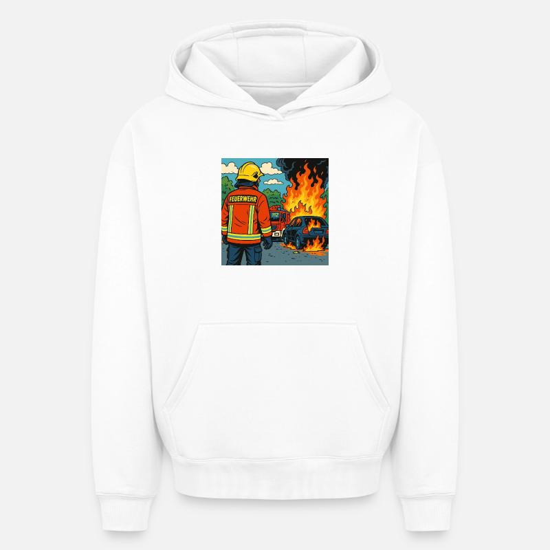 Brandbekämpfer Cartoon Einsatz - Oversized Heavyweight Unisex Hoodie - Weiß