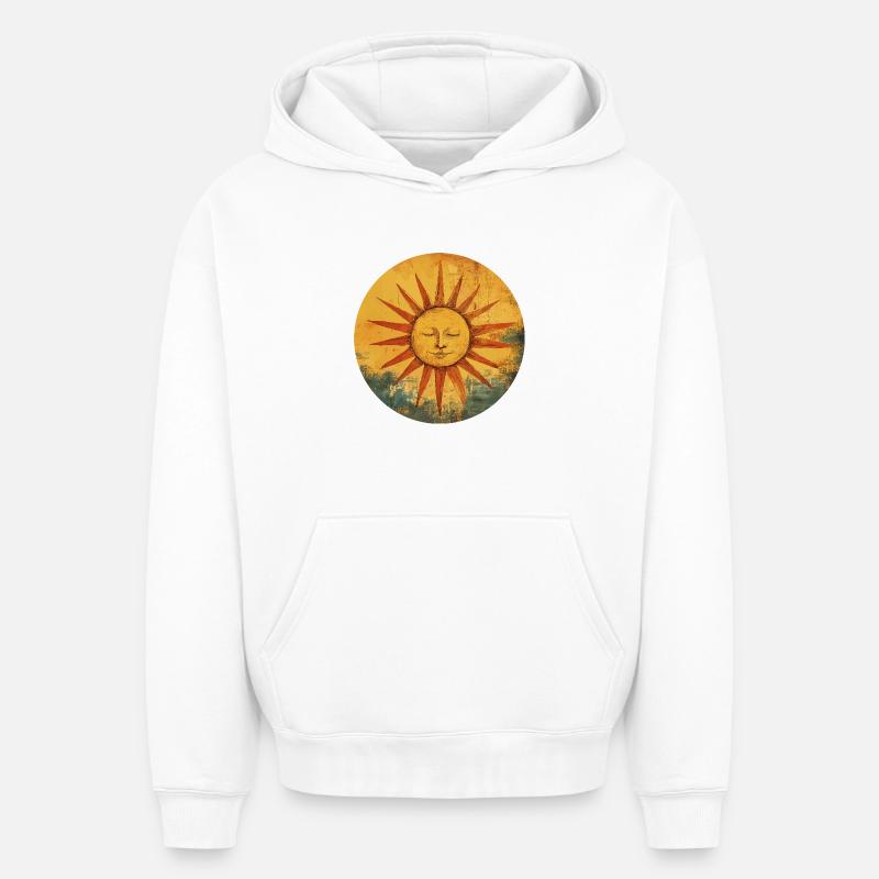 Soleil - Sweat à capuche unisexe oversize épais SPREAD - blanc