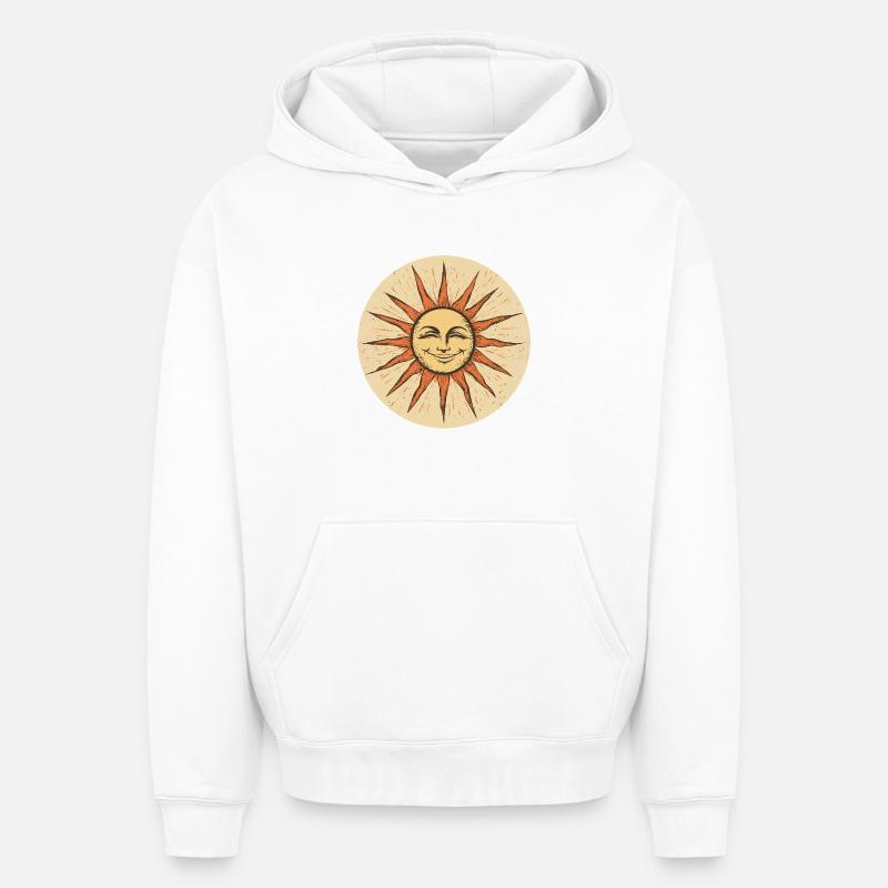 Soleil - Sweat à capuche unisexe oversize épais SPREAD - blanc