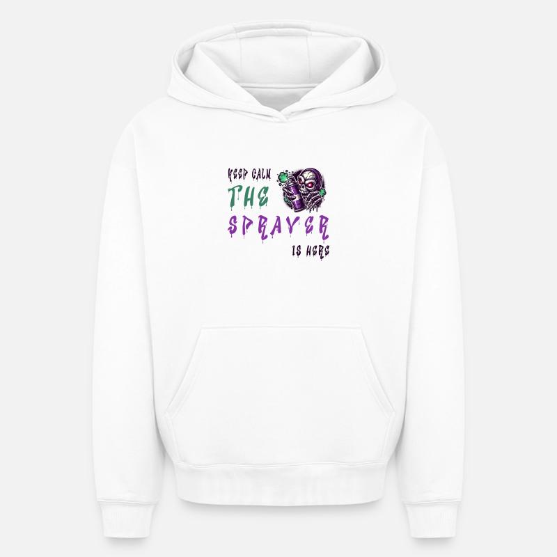 Keep Calm – The Sprayer - Oversized Heavyweight Unisex Hoodie - Weiß