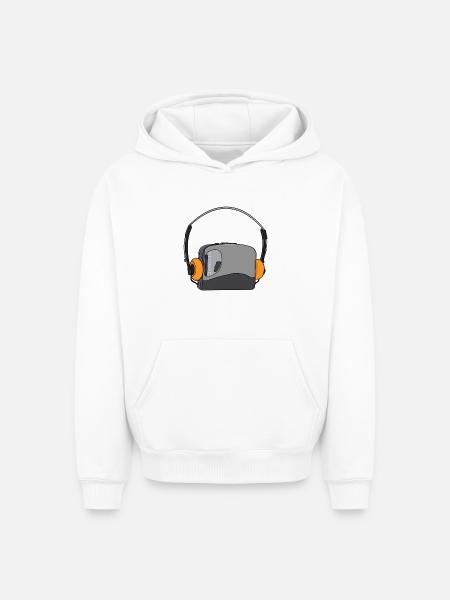 Cool Portable Cassette Audio Player - Oversized Heavyweight Unisex Hoodie - white
