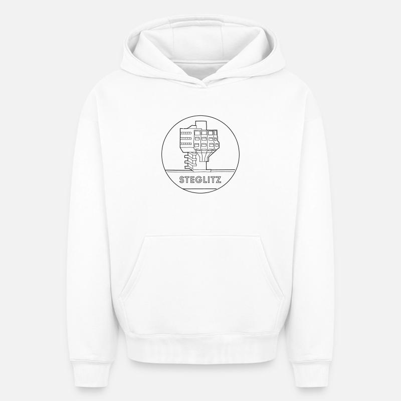 Steglitz mit Bierpinsel - Oversized Heavyweight Unisex Hoodie - Weiß