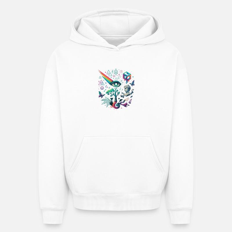 Floraison des pensées - Sweat à capuche unisexe oversize épais SPREAD - blanc