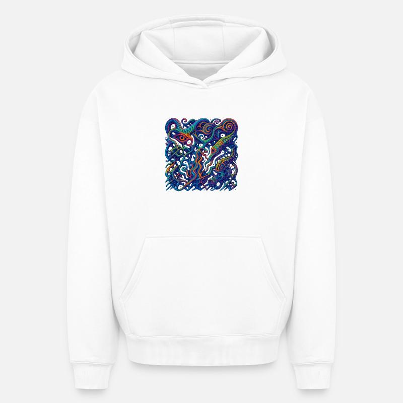 Grille d’hallucination - Sweat à capuche unisexe oversize épais SPREAD - blanc