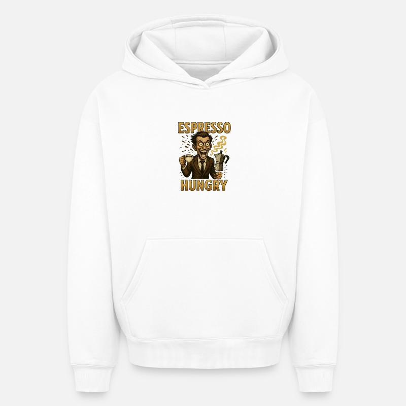 Faim d’espresso - Sweat à capuche unisexe oversize épais SPREAD - blanc