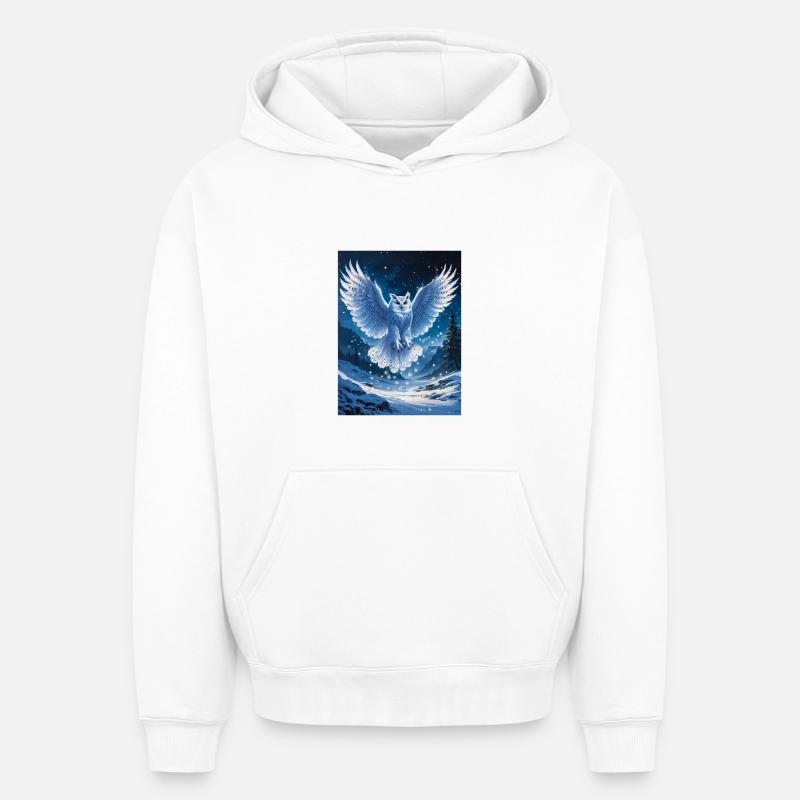 Schnee-Eule - Oversized Heavyweight Unisex Hoodie - Weiß