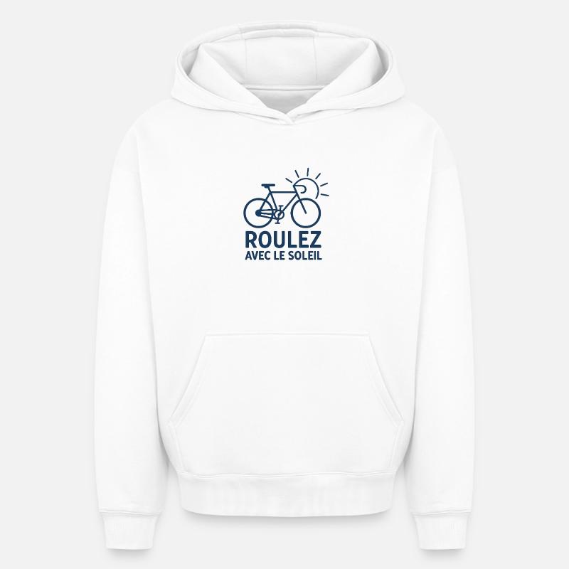 Été à vélo - Sweat à capuche unisexe oversize épais SPREAD - blanc