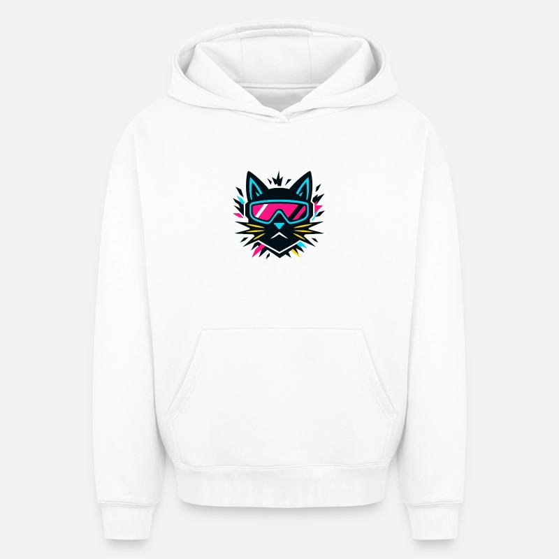 Cyber chat - Sweat à capuche unisexe oversize épais SPREAD - blanc