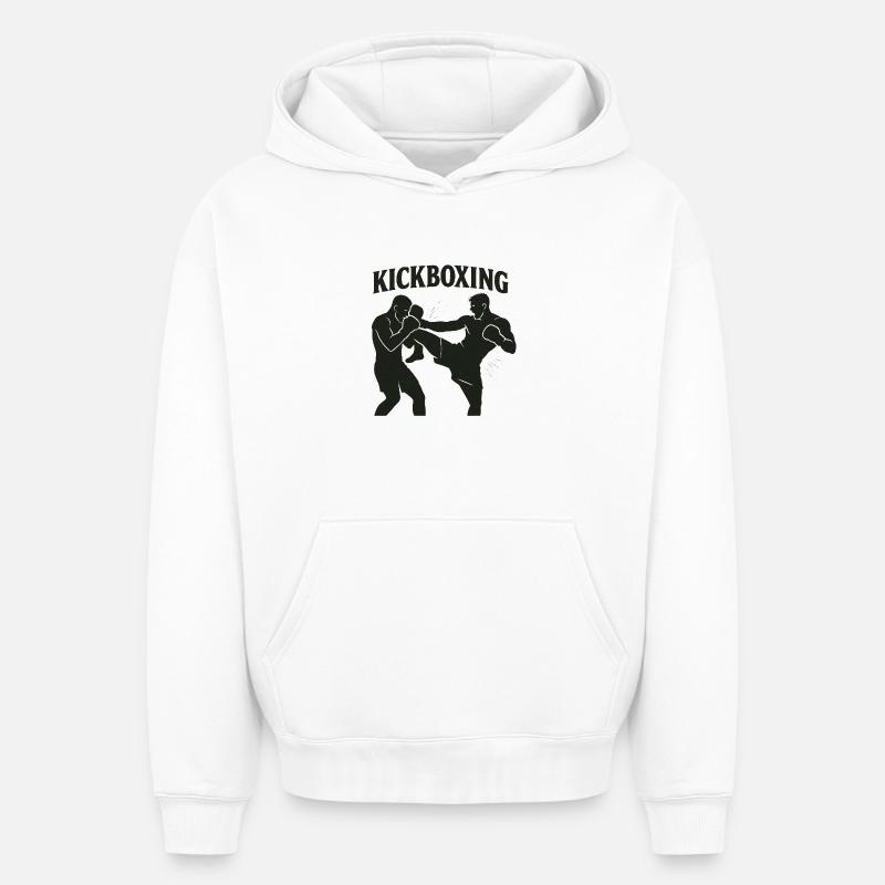 Boxe - Sweat à capuche unisexe oversize épais SPREAD - blanc