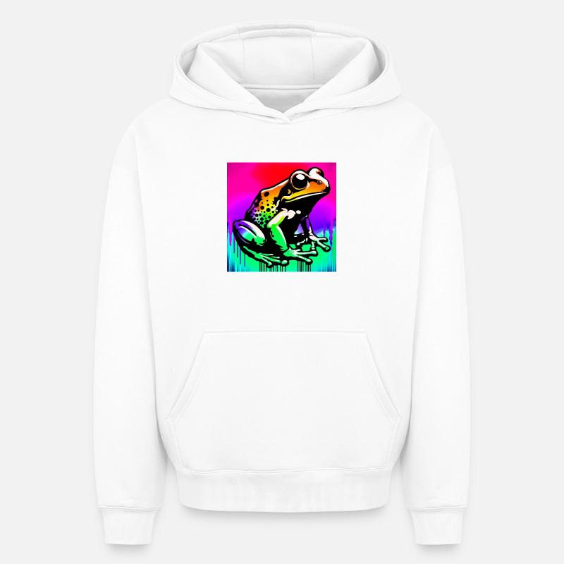 grenouille - Sweat à capuche unisexe oversize épais SPREAD - blanc