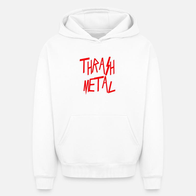 Thrash Metal - Sweat à capuche unisexe oversize épais SPREAD - blanc