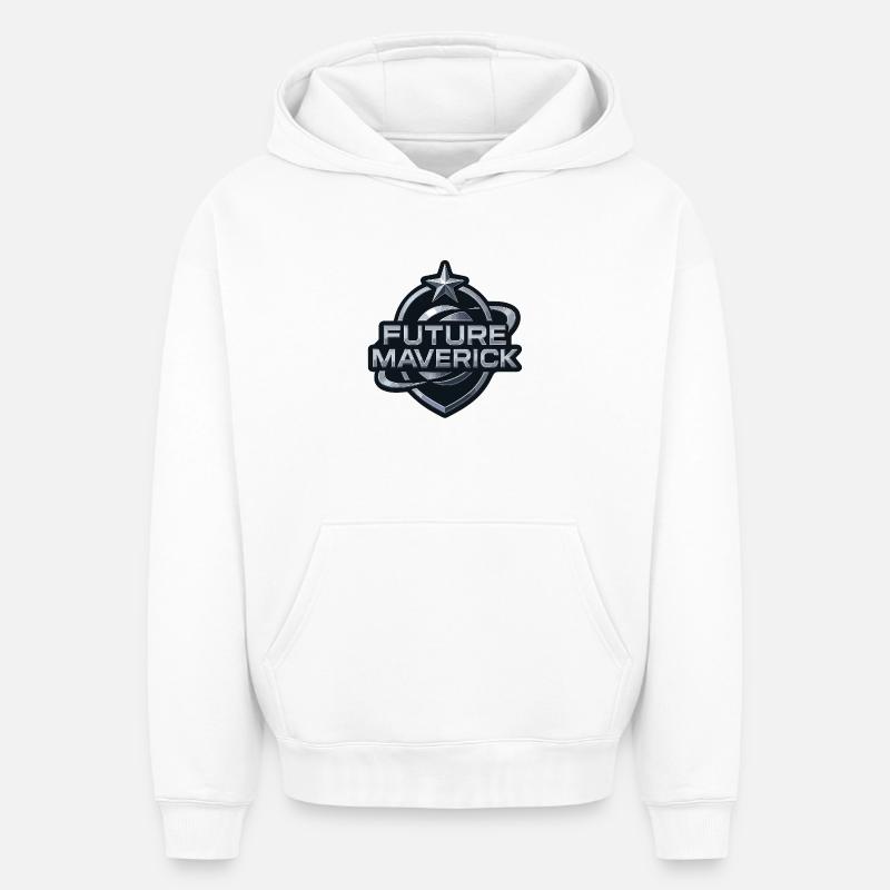 Future Maverick – Emblème chromé - Sweat à capuche unisexe oversize épais SPREAD - blanc