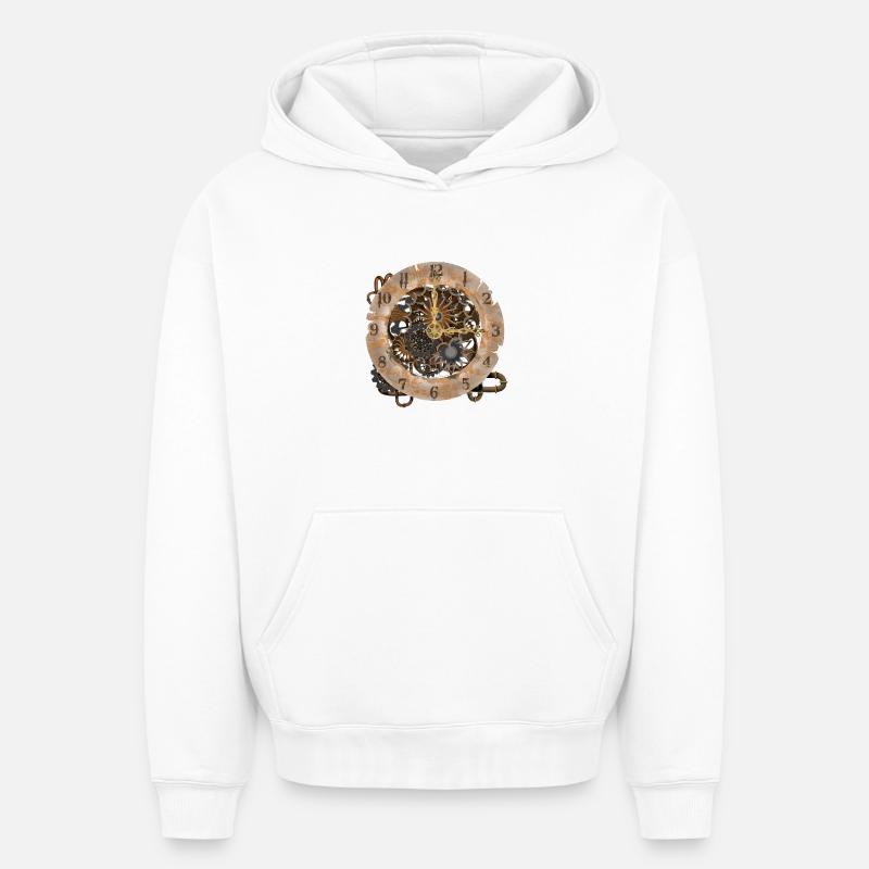 Montres Steampunk - Sweat à capuche unisexe oversize épais SPREAD - blanc