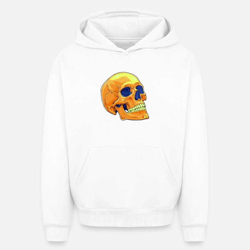 Crâne - Sweat à capuche unisexe oversize épais SPREAD - blanc
