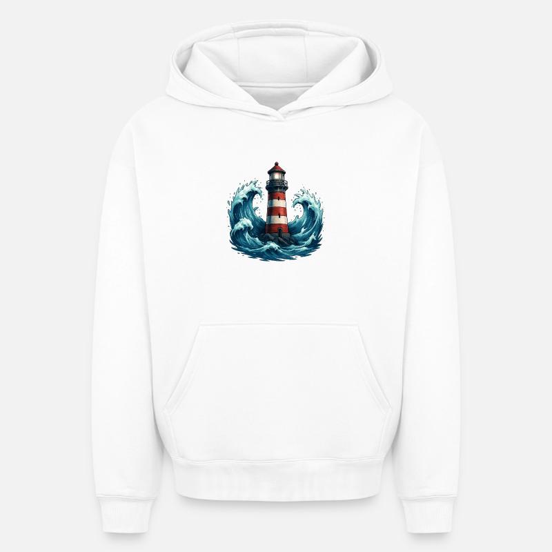 phare - Sweat à capuche unisexe oversize épais SPREAD - blanc