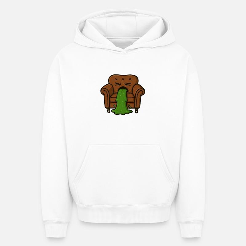 Couchi vomit - Sweat à capuche unisexe oversize épais SPREAD - blanc