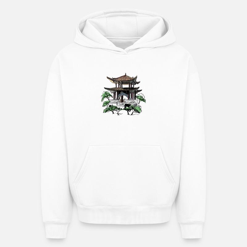 pagode - Sweat à capuche unisexe oversize épais SPREAD - blanc