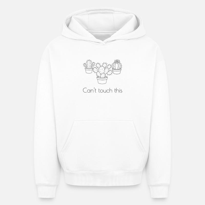 Cactus lineart fun - Sweat à capuche unisexe oversize épais SPREAD - blanc