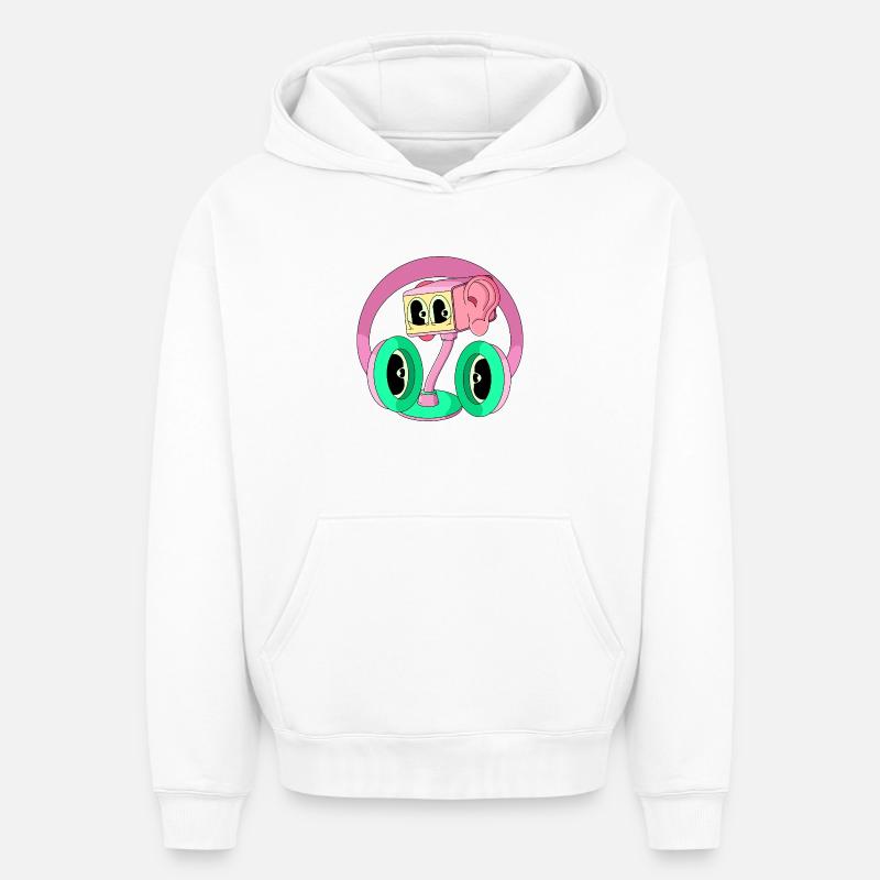 FRÉQUENCE - Sweat à capuche unisexe oversize épais SPREAD - blanc