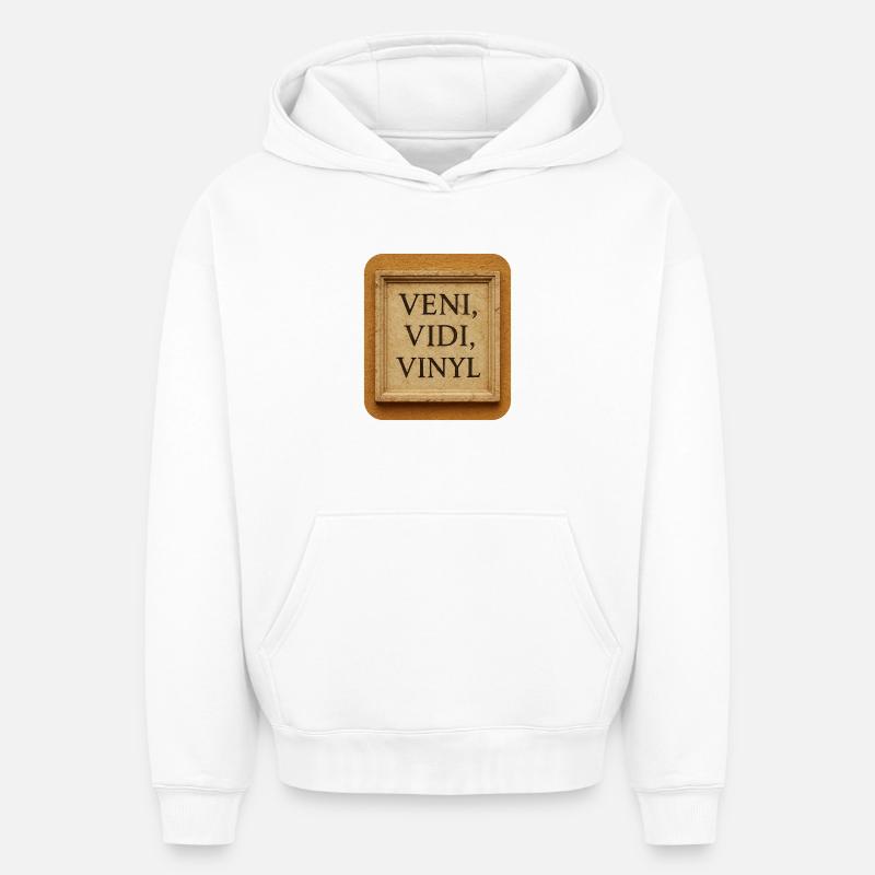 Veni, Vidi, Vinyle - Sweat à capuche unisexe oversize épais SPREAD - blanc