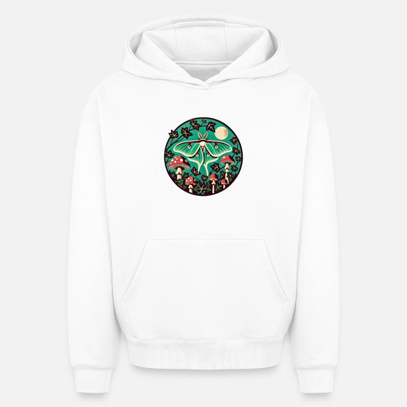 Papillon de nuit - Sweat à capuche unisexe oversize épais SPREAD - blanc