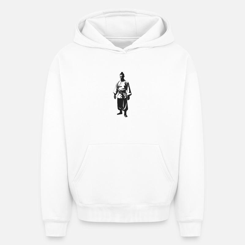 Shaolin Monk - Cool Silhouette Logo - Sweat à capuche unisexe oversize épais SPREAD - blanc
