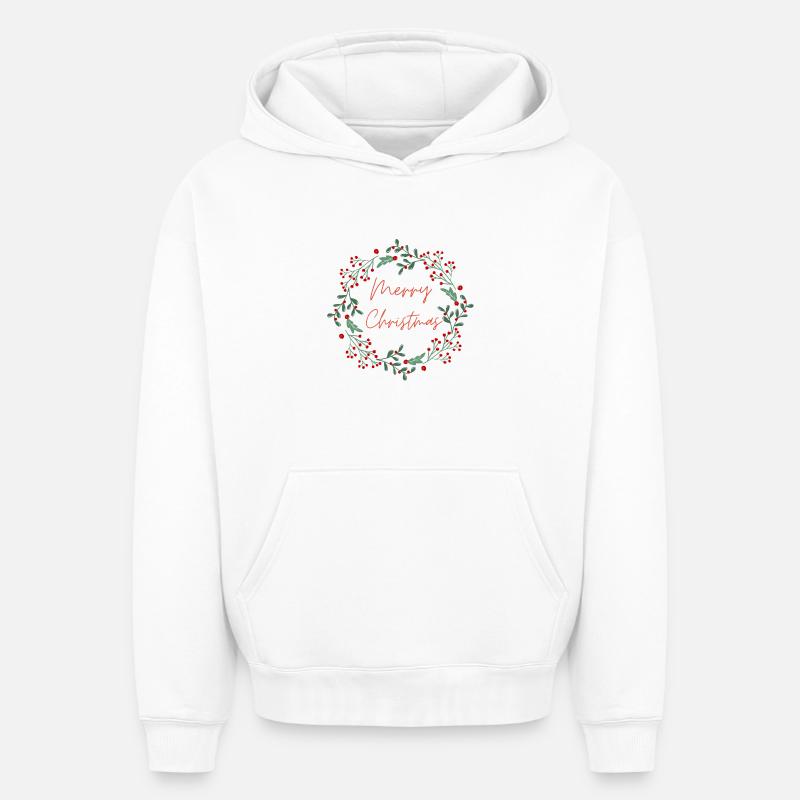 Joyeux Noël - Sweat à capuche unisexe oversize épais SPREAD - blanc