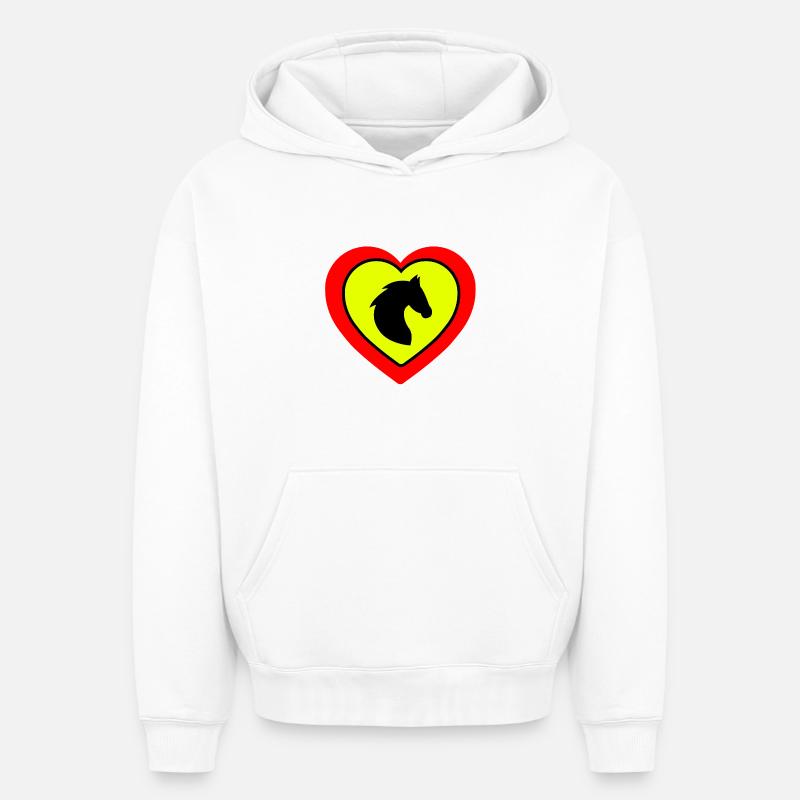Chevaux - Sweat à capuche unisexe oversize épais SPREAD - blanc