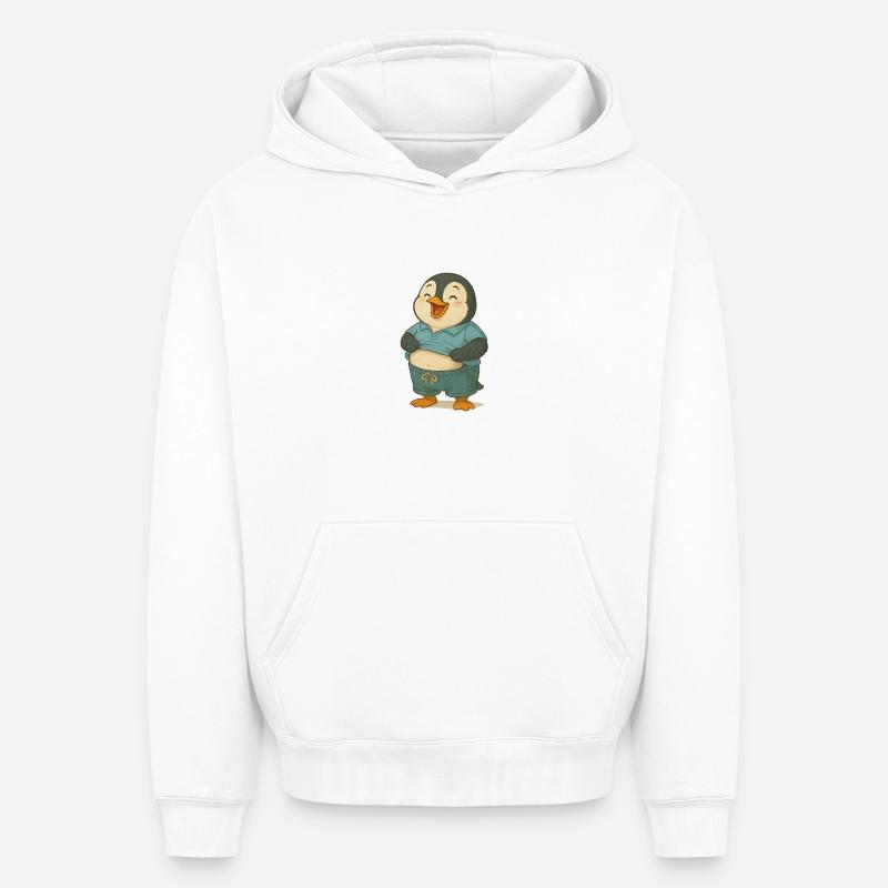 Pingouin heureux avec ventre - Sweat à capuche unisexe oversize épais SPREAD - blanc