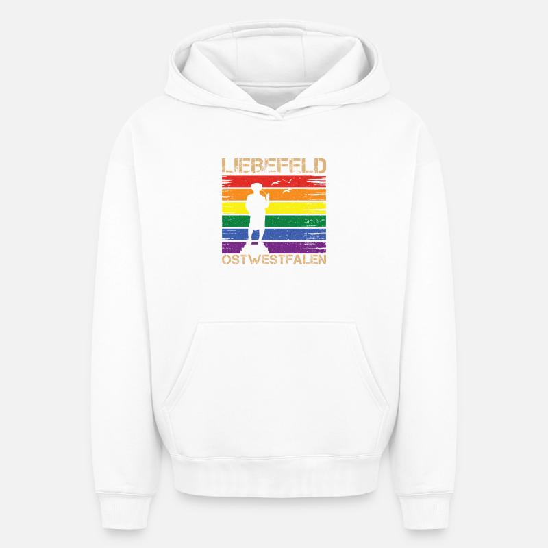 Liebefeld ❤ Leineweber PRIDE - Sweat à capuche unisexe oversize épais SPREAD - blanc