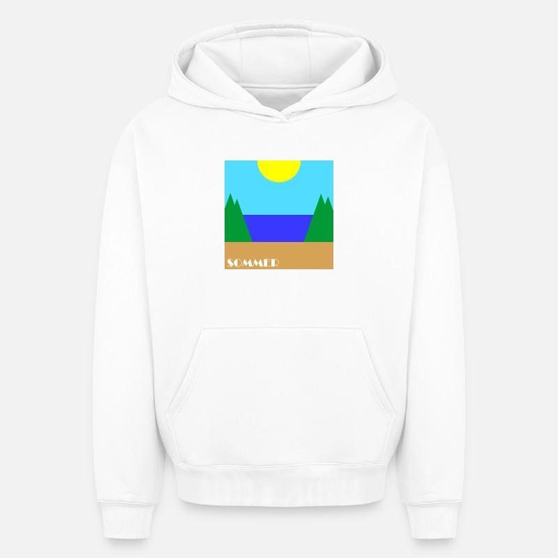 Été - Sweat à capuche unisexe oversize épais SPREAD - blanc